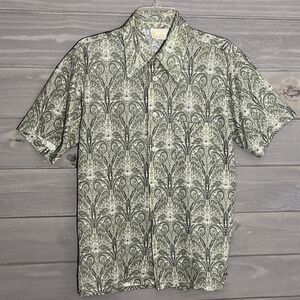 Vintage Sears Polyester Shirt Mens M Retro Funky 70’s Button Up Short Sleeve
